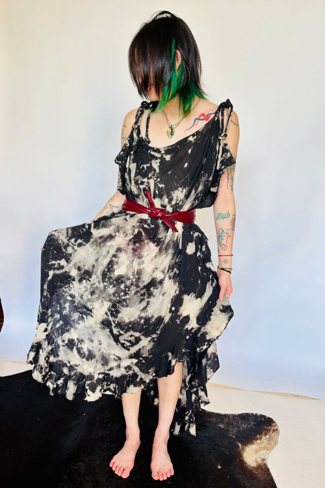 Vintage Splatter Cotton Open Shoulder Ruffle Edge Dress Selected by Atlantic Vintage #2