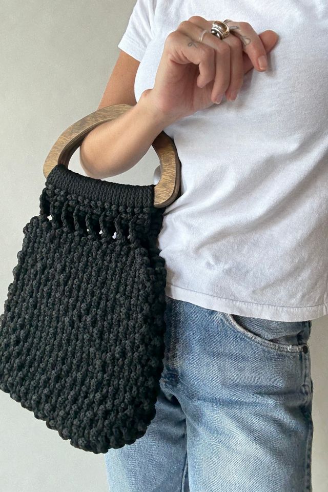 70's Black Macrame Handbag Selected by Wax Plant #1