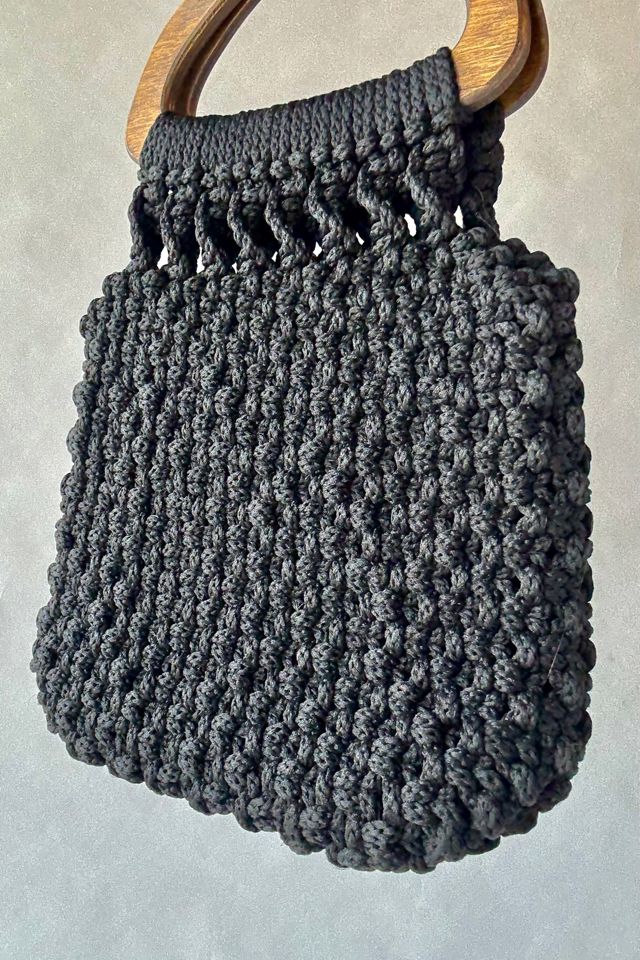 70's Black Macrame Handbag Selected by Wax Plant #2