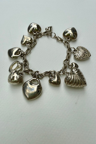Sterling Silver Heart Charm Bracelet Selected by Wax Plant