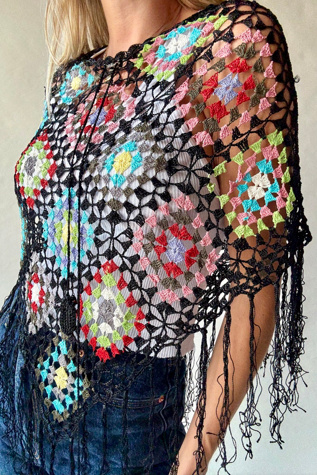 Y2k Crochet Poncho Selected by Wax Plant