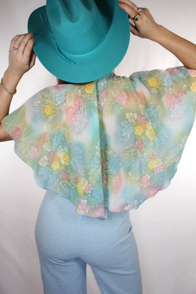 1960s Handmade Sheer Floral Caped Halter Top Selected By Moons + Junes Vintage #2