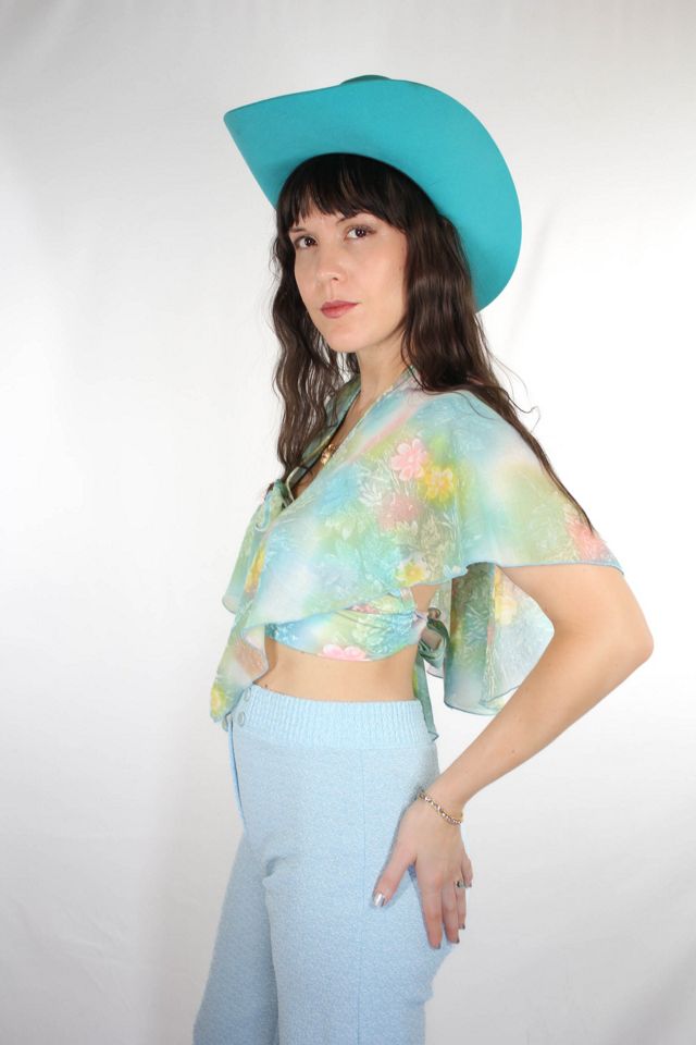 1960s Handmade Sheer Floral Caped Halter Top Selected By Moons + Junes Vintage #3