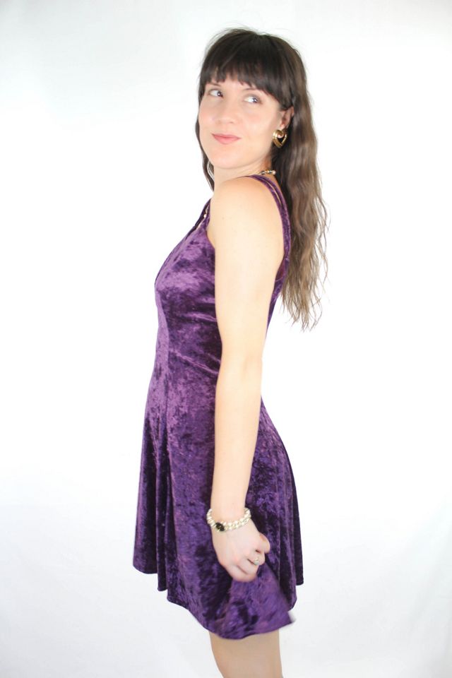 1990s Crushed Purple Velvet Mini Dress Selected By Moons + Junes Vintage #2