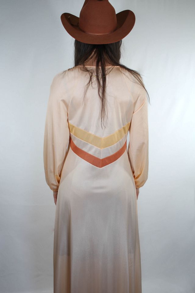 1970s Peachy Retro Lounge Duster Dress Selected By Moons + Junes Vintage #1