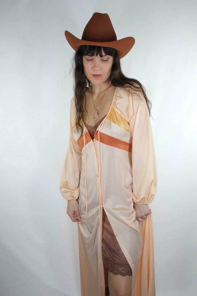 1970s Peachy Retro Lounge Duster Dress Selected By Moons + Junes Vintage #2