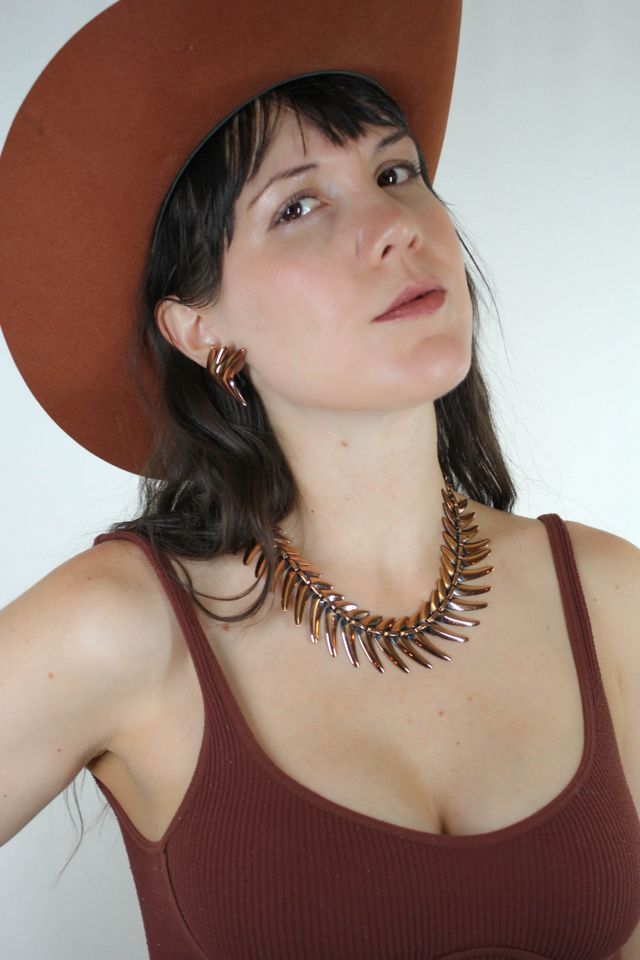 Vintage Matisse Copper Boomerang Necklace & Earring Set Selected By Moons + Junes Vintage #1