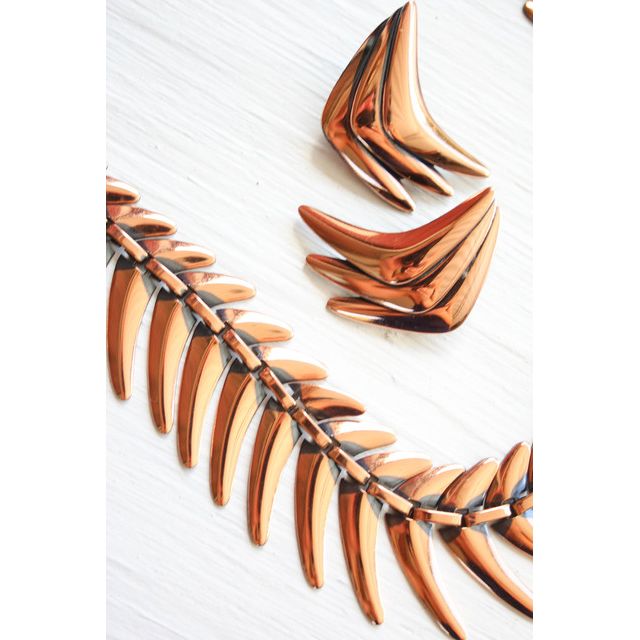 Vintage Matisse Copper Boomerang Necklace & Earring Set Selected By Moons + Junes Vintage #3