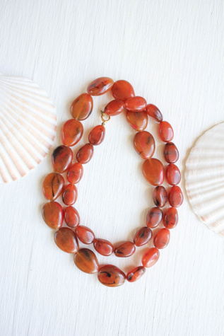 Vintage Carnelian Agate Beaded Necklace Selected By Moons + Junes Vintage