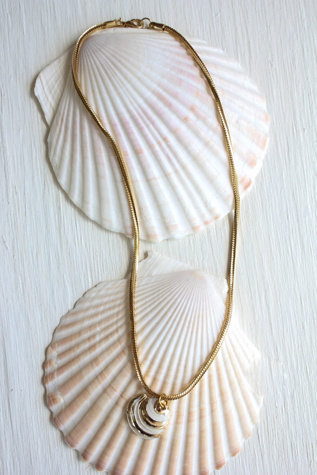 Vintage Gold Snake Chain Seashell Charm Necklace Selected By Moons + Junes Vintage