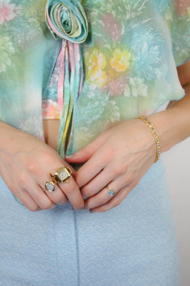 Vintage Gold Tone Quartz Watch Statement Ring Selected By Moons + Junes Vintage #1