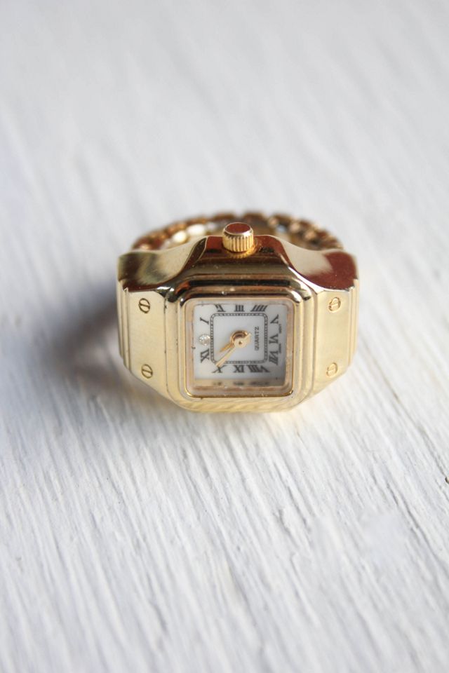 Vintage Gold Tone Quartz Watch Statement Ring Selected By Moons + Junes Vintage #2