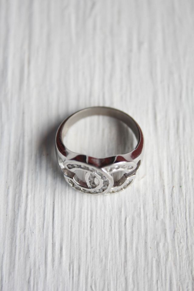Vintage Chanel Sterling Silver Diamond Ring Selected By Moons + Junes Vintage #3