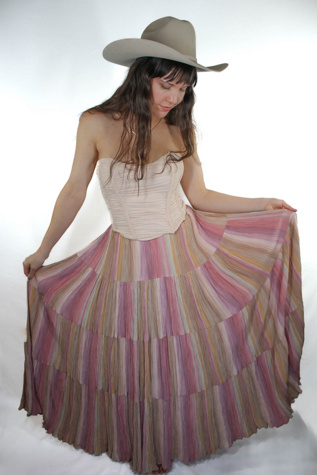 Vintage Pleated Pastel Ombre Silky Maxi Skirt Selected By Moons + Junes Vintage