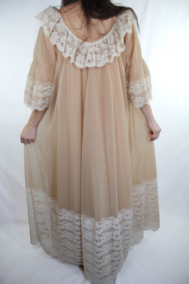 1960s Two-Piece Lace Chiffon Intimates Jacket & Gown Set Selected By Moons + Junes Vintage #2