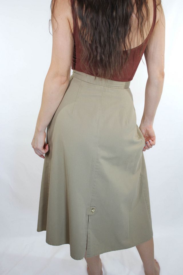 Vintage High Waist Button Down Khaki Denim Skirt Selected By Moons + Junes Vintage #1