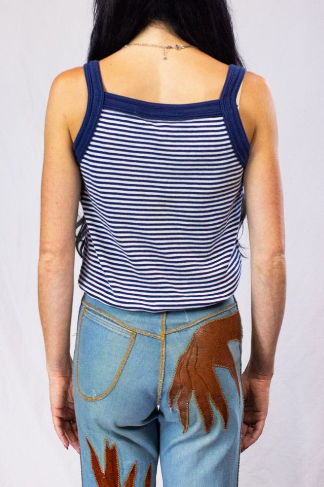 Vintage Pierre Balmain Blue and White Striped Tank Selected by Black Shag Vintage #1