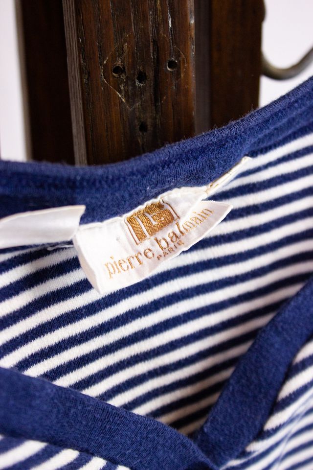 Vintage Pierre Balmain Blue and White Striped Tank Selected by Black Shag Vintage #2