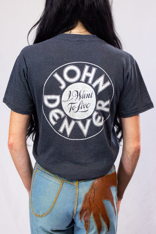 Vintage 70s John Denver I Want To Live Concert T Shirt Selected By Black Shag Vintage #1