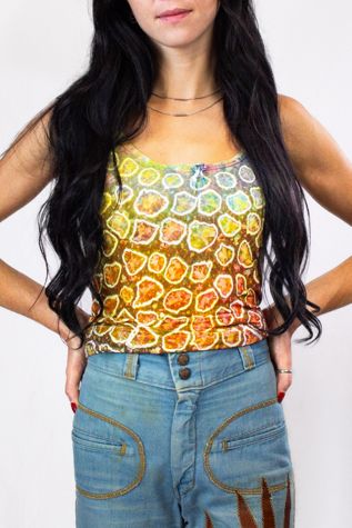 Vintage 60s Mihitabel Rayon Tie Dye Tank Top Selected by Black Shag Vintage