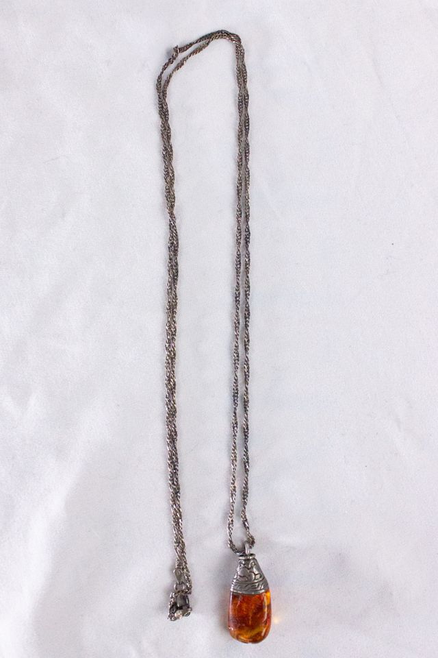 Vintage Amber Stone Necklace Selected By Black Shag Vintage #3