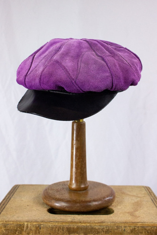 Vintage 70s Purple Suede Biker Hat Selected by Black Shag Vintage