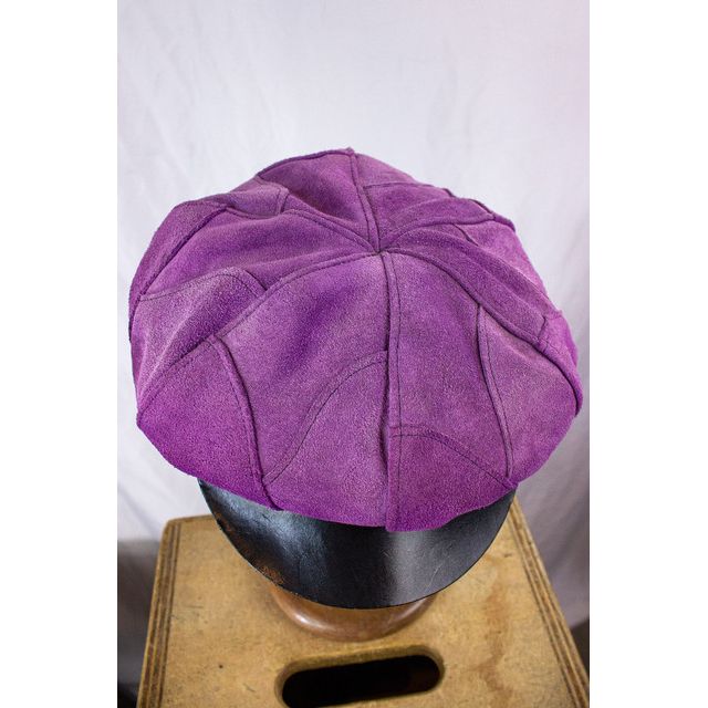 Vintage 70s Purple Suede Biker Hat Selected by Black Shag Vintage #1