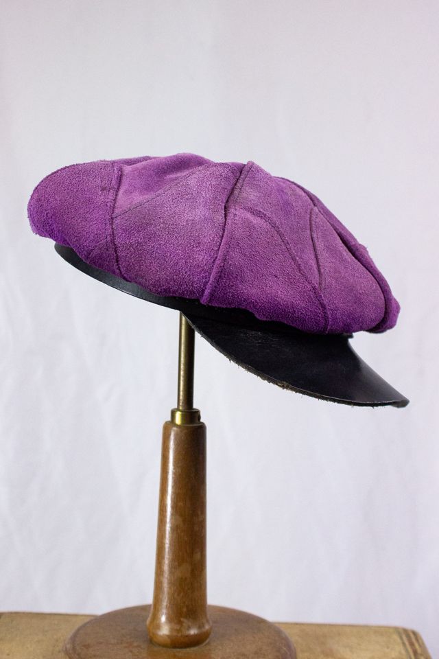 Vintage 70s Purple Suede Biker Hat Selected by Black Shag Vintage #2