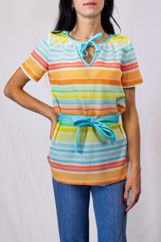 Vintage 70s Rainbow Mesh Beach Top Selected by Black Shag Vintage