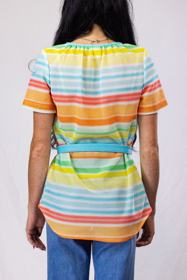 Vintage 70s Rainbow Mesh Beach Top Selected by Black Shag Vintage #1