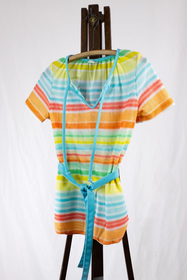Vintage 70s Rainbow Mesh Beach Top Selected by Black Shag Vintage #3