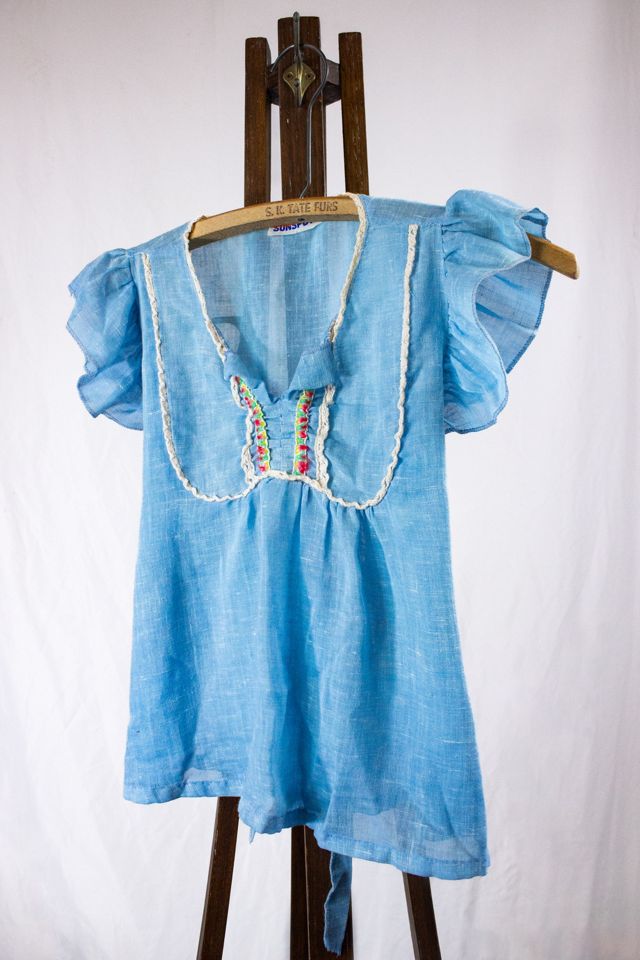 Vintage 70s Sunspots Blue Blouse Selected by Black Shag Vintage #2