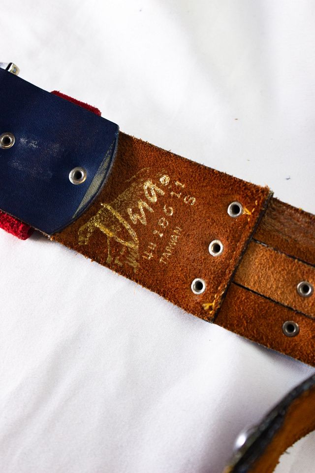 Vintage 70s Blue Red and Yellow Leather Belt Selected by Black Shag Vintage #3