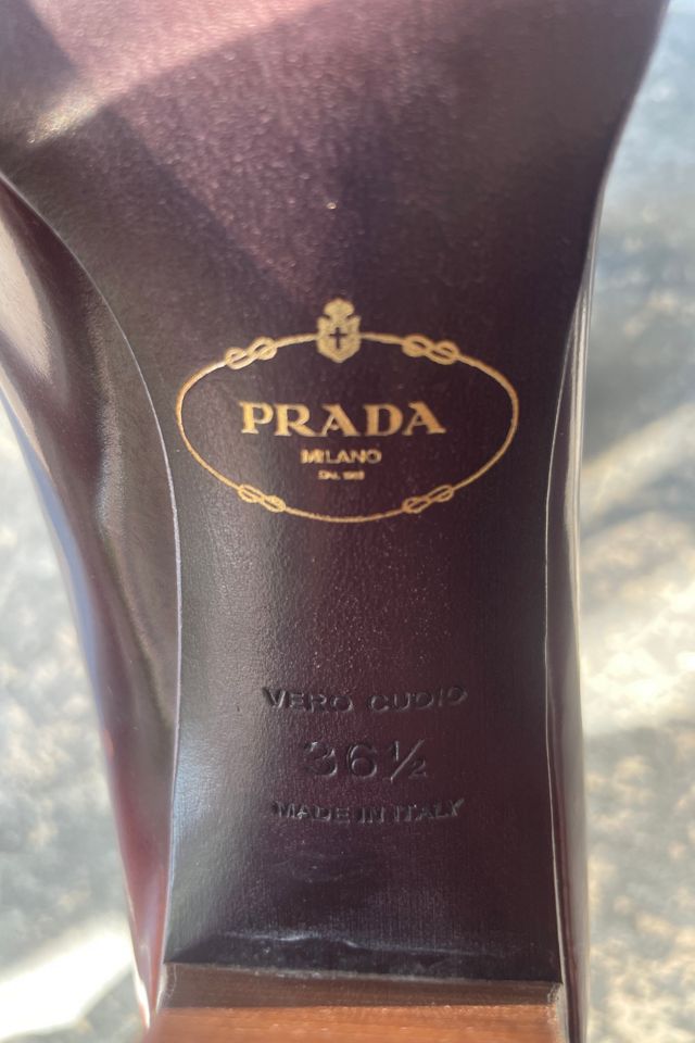 Prada Brown Leather Loafer Heels Size 36.5 Selected by The Curatorial Dept. #3