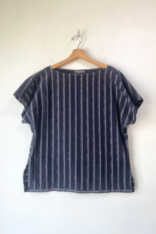Issey Miyake Navy Striped Tunic Top Selected by The Curatorial Dept.
