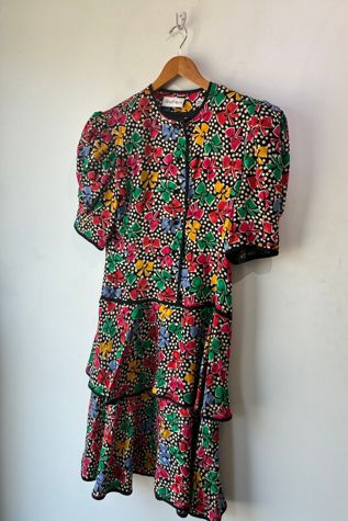 Vintage Albert Nipon Multi Color Bow Print Dress Selected by The Curatorial Dept.