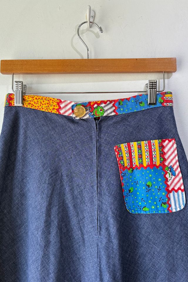 Vintage Blue Chambray Patchwork Maxi Skirt Selected by The Curatorial Dept. #1