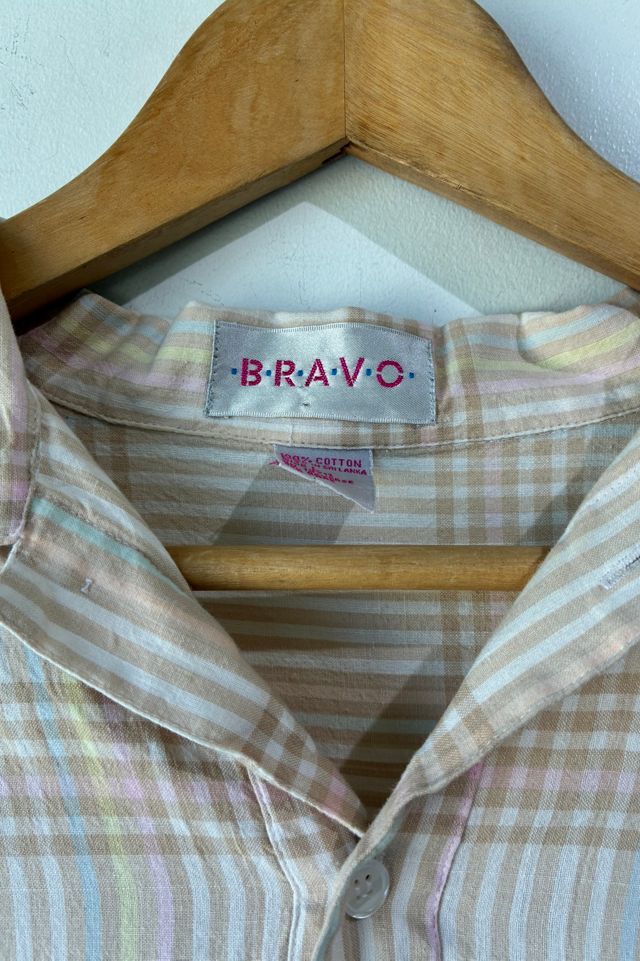 Bravo Lace Trimmed Brown Pastel Plaid Shirt Selected by The Curatorial Dept. #3
