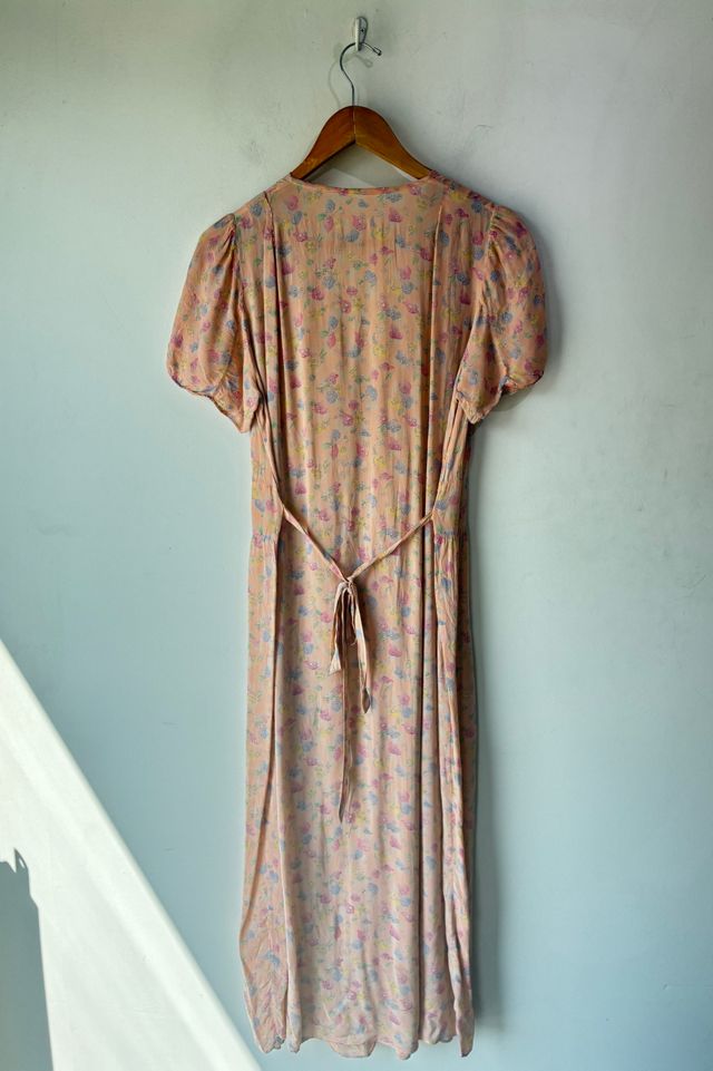 Vintage Pink Silk Flutter Sleeve Maxi Dress Selected by The Curatorial Dept. #2