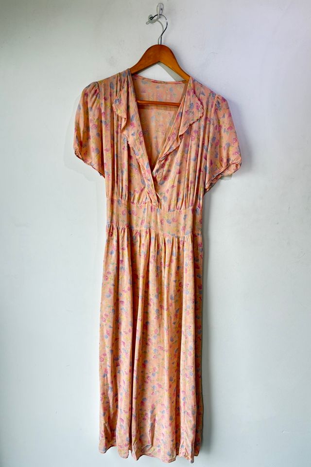 Vintage Pink Silk Flutter Sleeve Maxi Dress Selected by The Curatorial Dept. #3