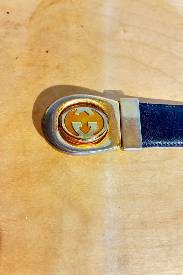 Gucci Black and Cognac Swivel Logo Buckle Belt Selected by The Curatorial Dept. #1