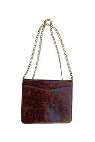Vintage Crocodile Embossed Leather Chain Strap Bag Selected by SharpLilTeeth