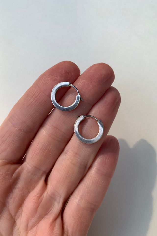 Vintage Modernist Slender Sterling Silver Hoop Earrings Selected by SharpLilTeeth #1