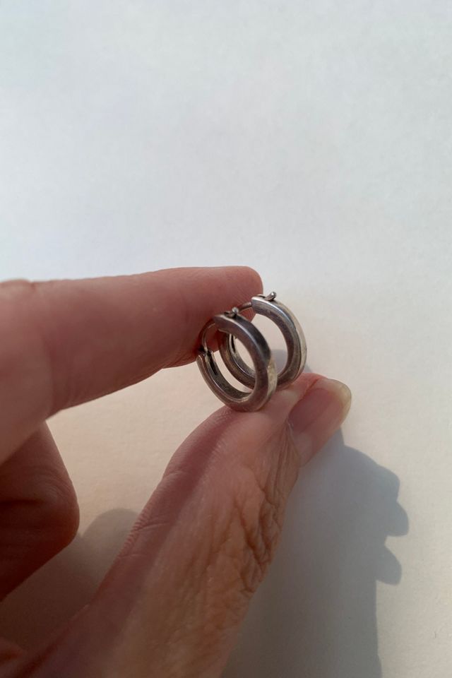 Vintage Modernist Slender Sterling Silver Hoop Earrings Selected by SharpLilTeeth #2