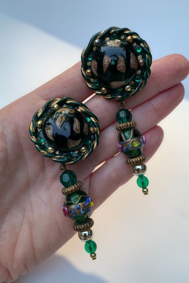 Vintage 1990s Handmade Glass Artisan Statement Earrings Selected by SharpLilTeeth #1