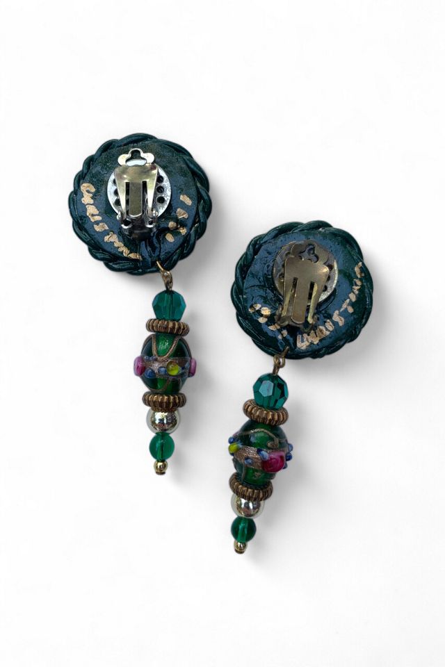 Vintage 1990s Handmade Glass Artisan Statement Earrings Selected by SharpLilTeeth #2