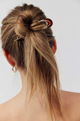 Suki Gold Plated Hair Pin at Free People in Tort