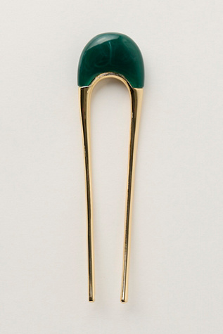 Женские аксессуары для волос Free People Suki Gold Plated Hair Pin, цвет: Изумрудный — фото 2