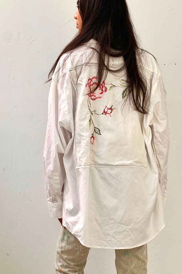 Anna Corinna Reworked Vintage Embroidered Rose Button Down #1