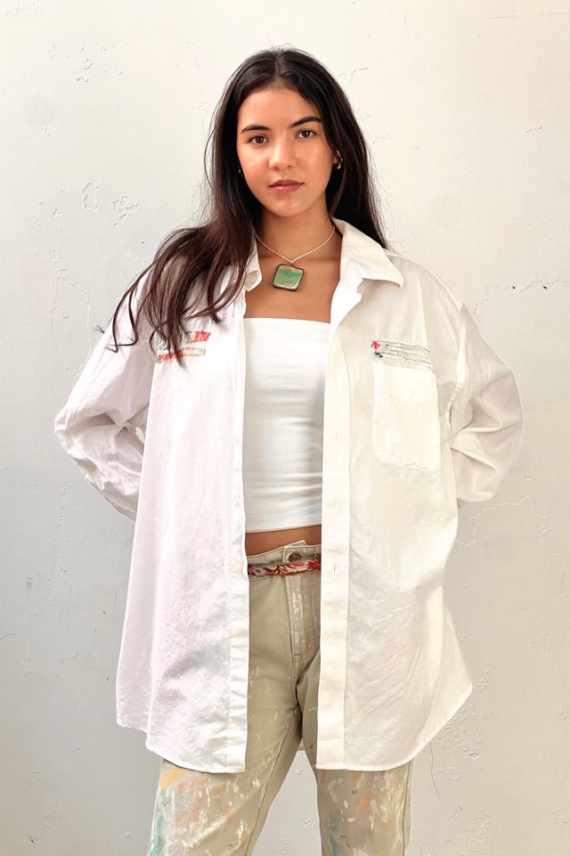 Anna Corinna Reworked Vintage Embroidered Rose Button Down #3